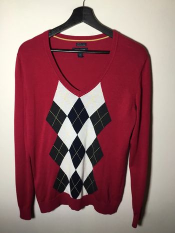 Pull col en V jacquard pour femme Tommy  Hilfiger fuchsia taille L 048