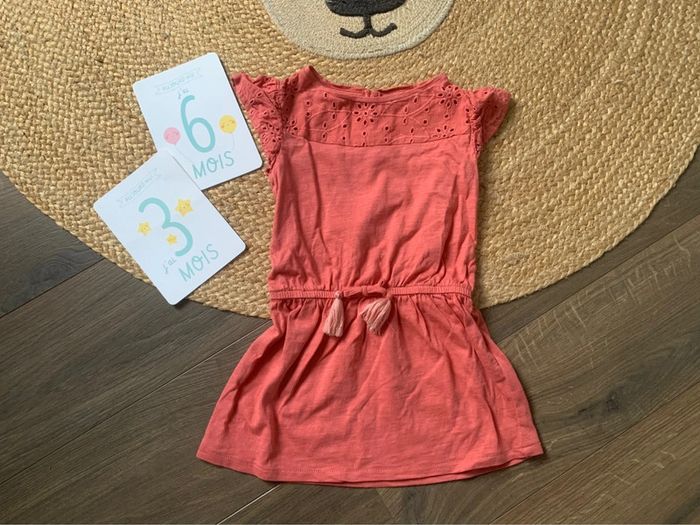 Robe rose corail MC dentelle Vertbaudet 3 ans 36 mois