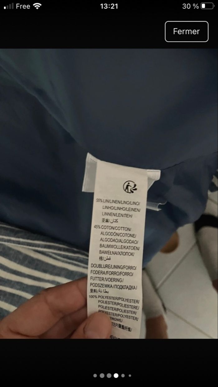 Veste blazer rayée blanc et bleu en lin - photo numéro 4