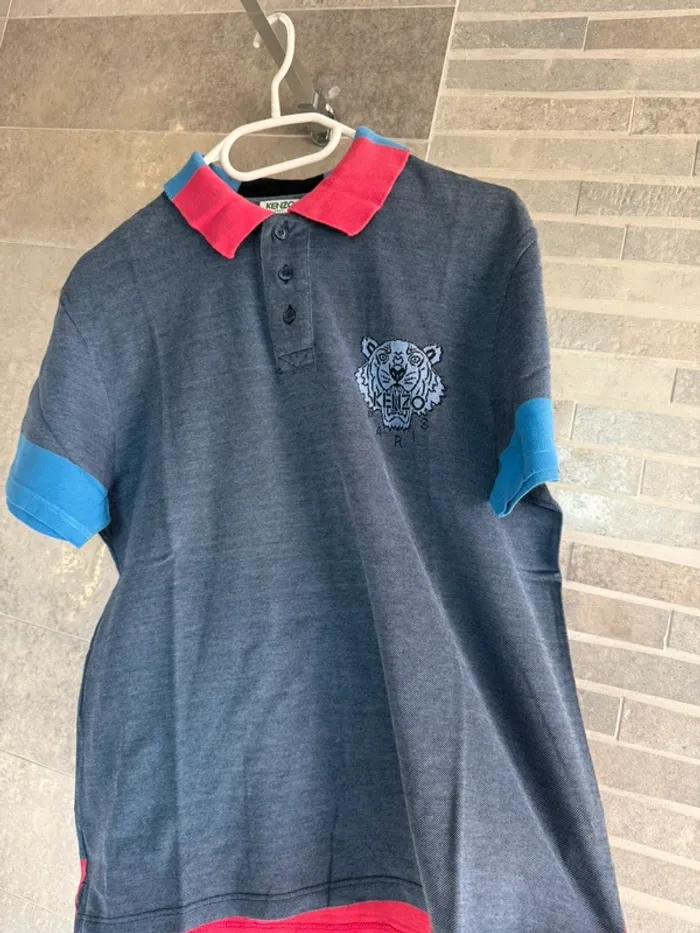 Polo Kenzo Paris bleu avec col contrasté – Taille S - photo numéro 3