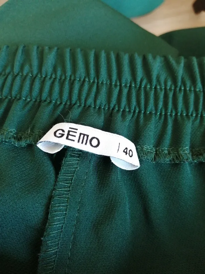 Pantalon droit habillé vert foncé avec poches lien a nouer et élastique derrière / gémo / (40) - photo numéro 9