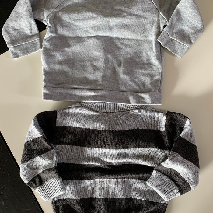 Lot 2 gilets 6 mois gris & rayures - photo numéro 4