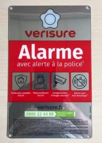 Plaque plexi 15x24cm dissuasive pour alarme connectée verisure Authentique originale