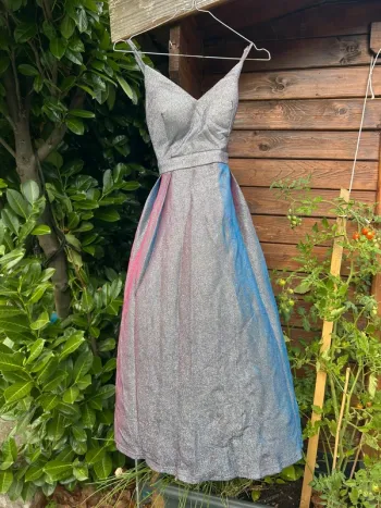 Robe de cérémonie pailleté grise violet XS 34
