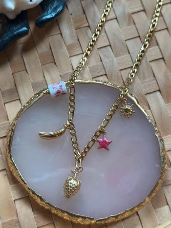 Collier pendentifs dorés fantaisie – Acier inoxydable – Neuf