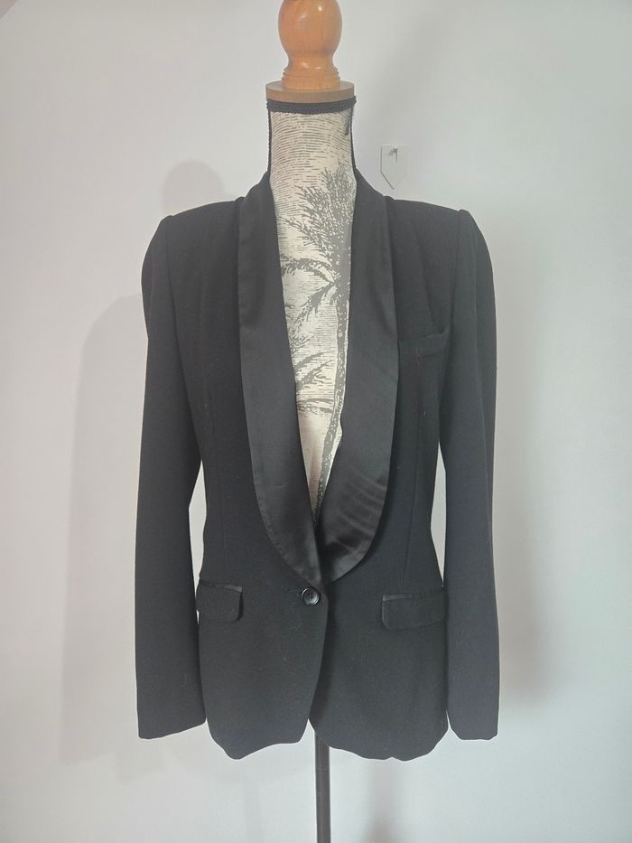 Blazer noir Bel Air – Col satiné smoking chic et intemporel - photo numéro 2