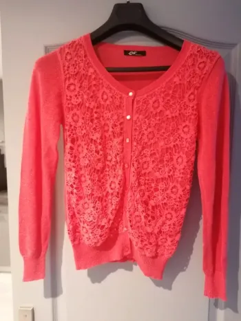 Gilet corail paillettes femme brillant taille M/L