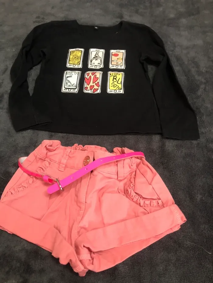 Lot vêtements fille 5 ans jupes tee shirt veste short catimini - photo numéro 4
