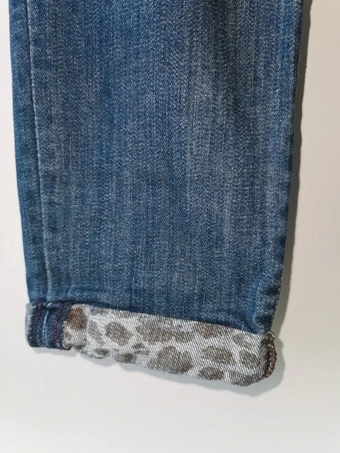 Jean 7/8ème Promod - Effet déchiré & ourlet léopard - Taille 38 - photo numéro 6