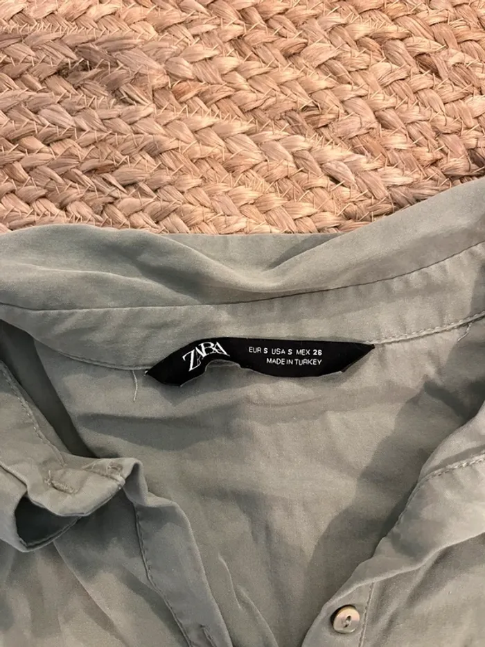 Chemise à froufrou verte clair Zara - photo numéro 5