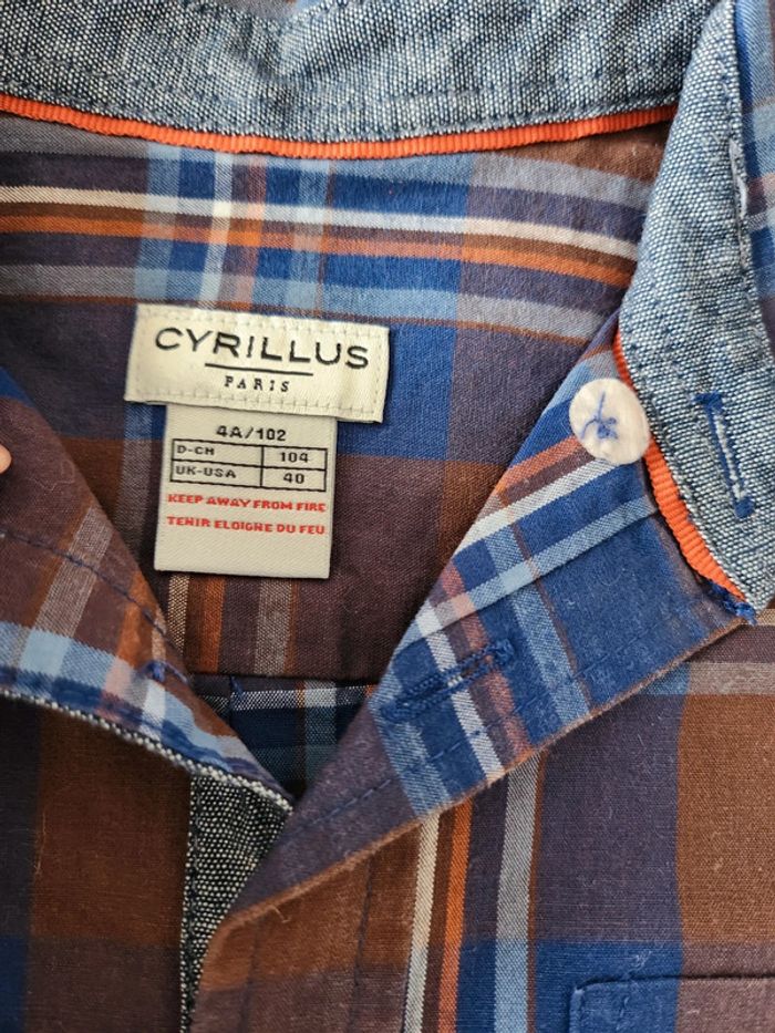 Chemise manches longues carreaux bleu marron Cyrillus - photo numéro 3