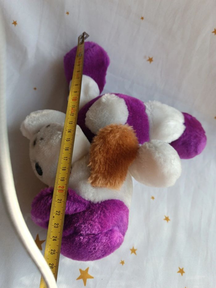 Peluche plush teddy doudou chien dog doggy violet parme casquette chapeau cap cp c.p c p playmaker - photo numéro 17