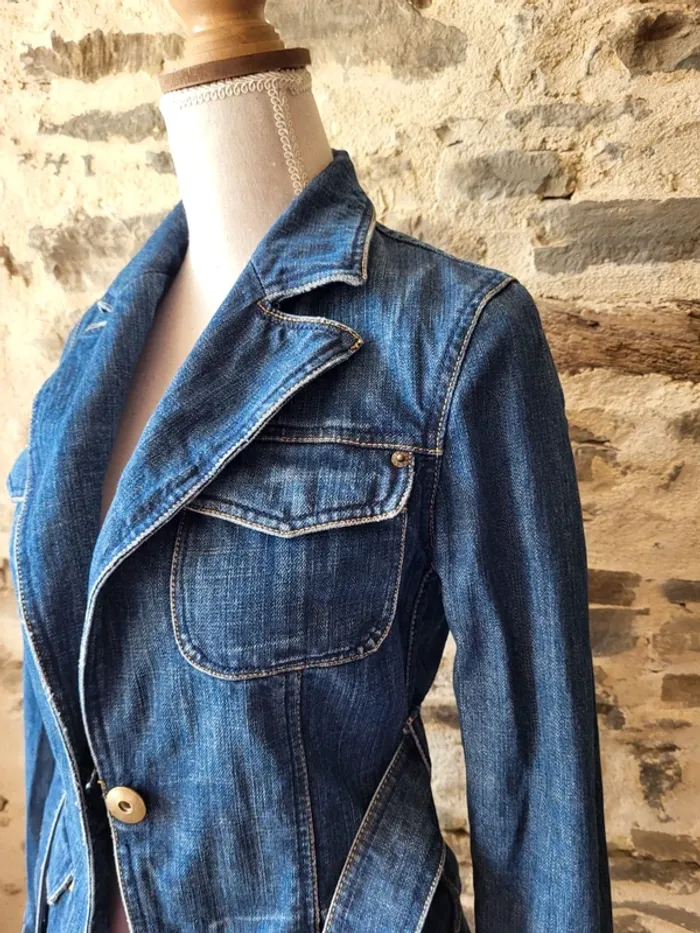 Veste en jean bleue Zara Trafaluc Taille 36 - photo numéro 3