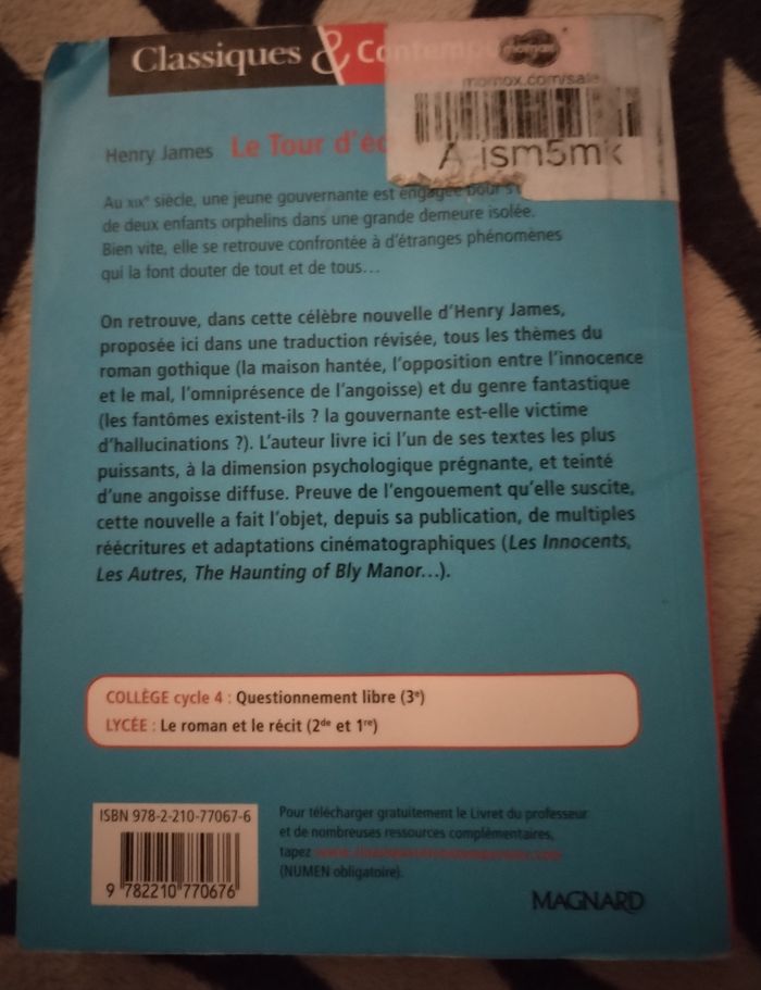 Livre "La Tour d'écrou" de Henry James édition Magnard en très bon état - photo numéro 3