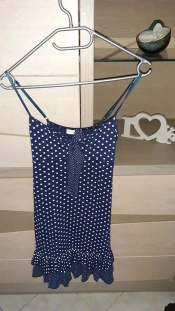 Robe à pois "cache-cache" marine/blanche taille 36 en très bon état