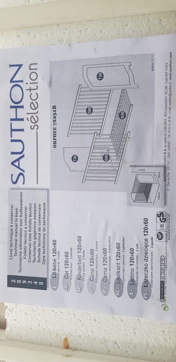 Lit enfant marque SAUTHON modèle ORPHEE