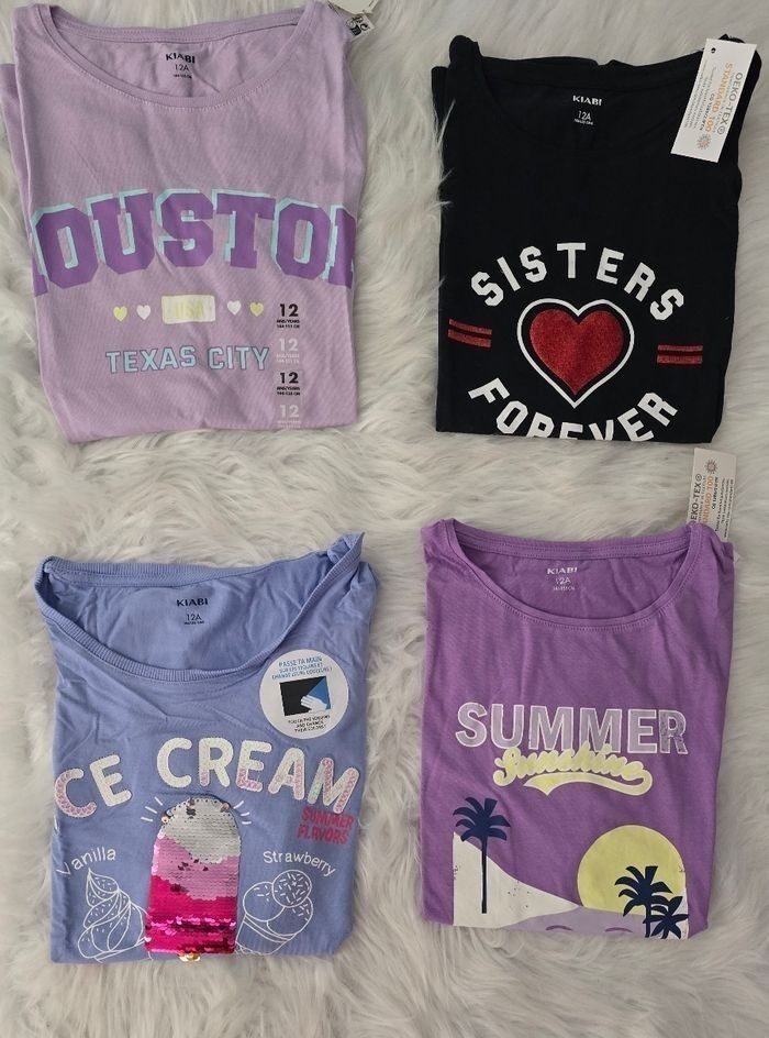 Neufs(non portés)🏷🩷🤩😍 lot Tee-shirts mc 12 ans fille🩷😍🤩