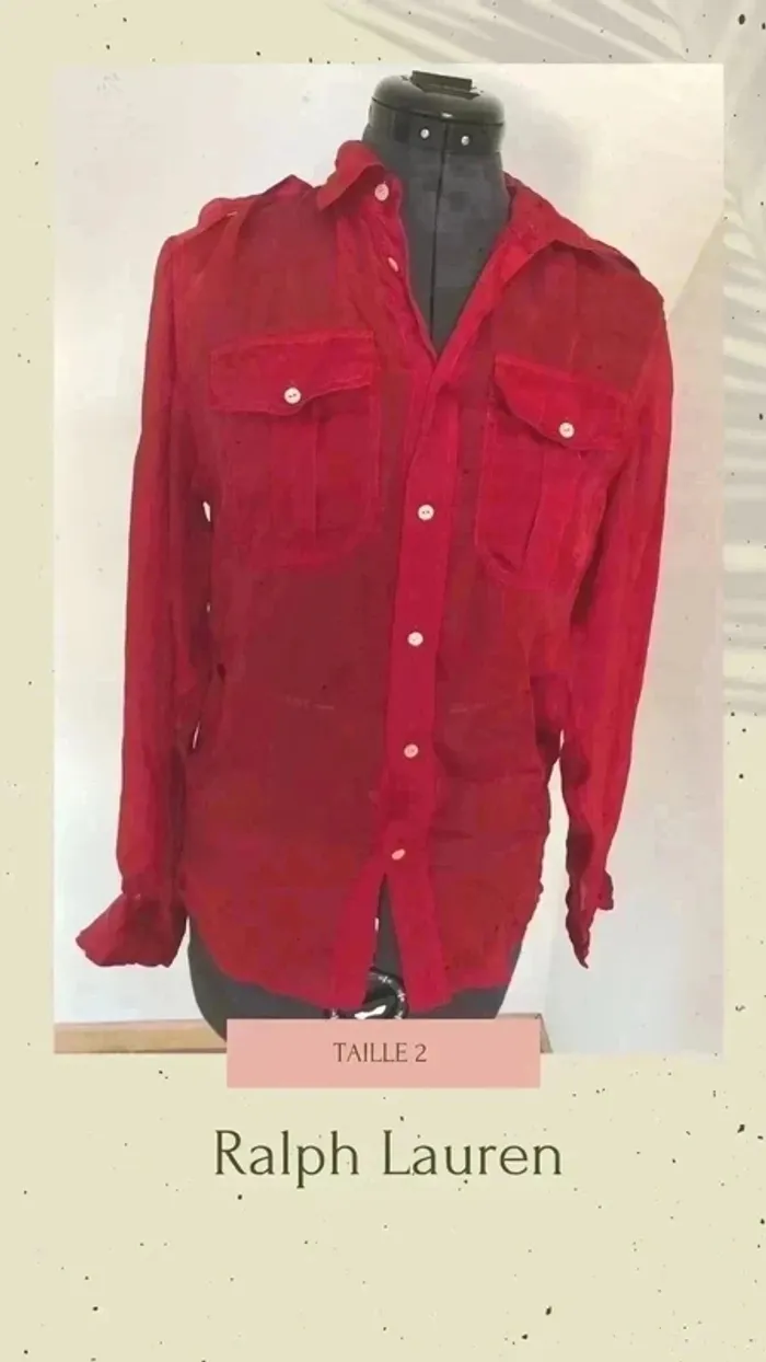 Chemise Ralph Lauren rouge en soie taille 2 - photo numéro 3