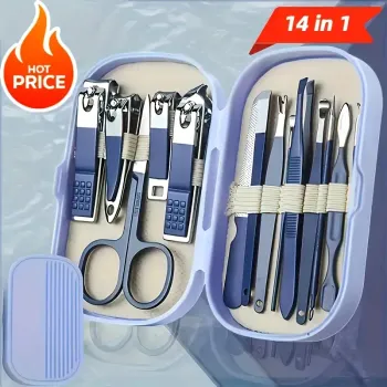 💅 Kit Manucure & Pédicure 14 pièces – Acier Inoxydable | Boîte Portable
