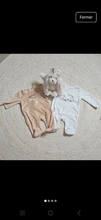 Lot de 2 pyjamas 1 mois velours