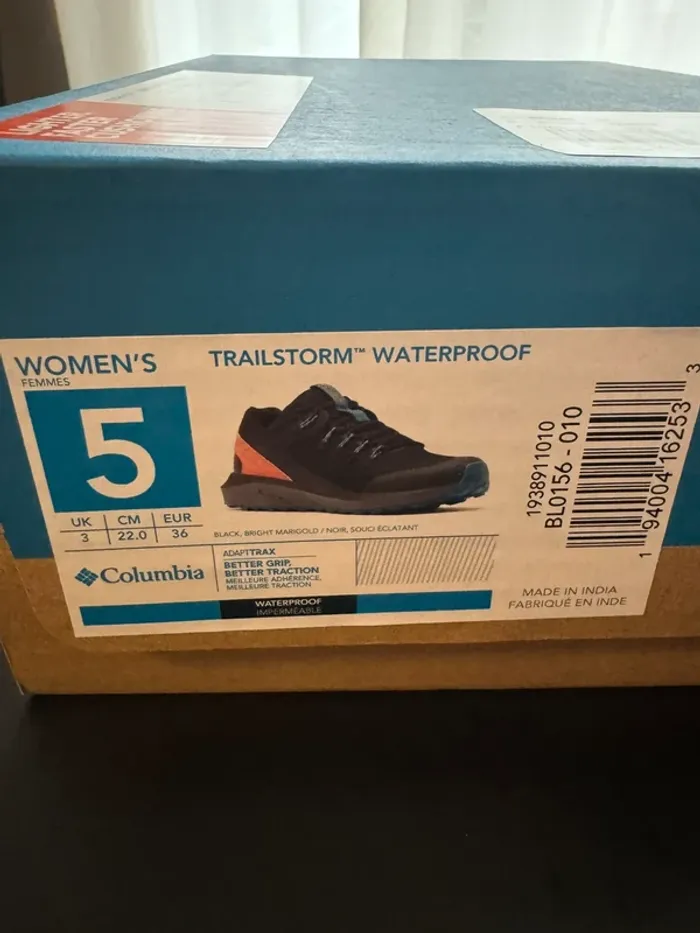 Chaussures de randonnées imperméables Columbia Trailstorm Femme noir souci éclatant taille 36 neuf - photo numéro 7