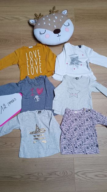 Lot 6 t-shirts manches longues 12 mois