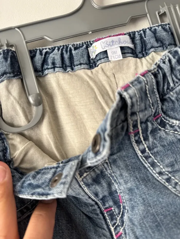 👖🌻 jeans hiver- bébé fille - 9 mois - 71 cm- kitchoun- très bon état - photo numéro 5