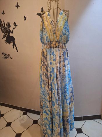 Robe longue en soie imprimée
