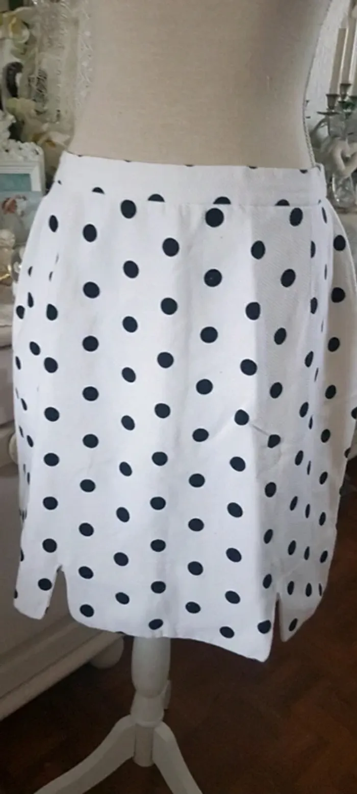 Jupe blanche pois noir T 40/42