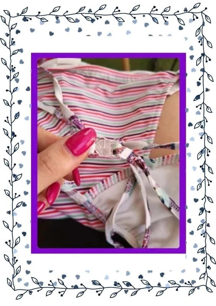 Maillot 2 pièce à motif + rayure - photo numéro 9