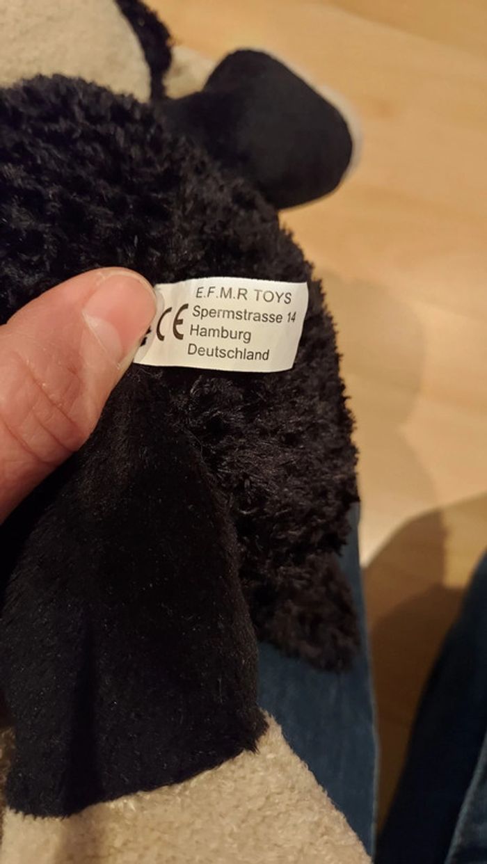 Peluche mouton noir et blanc - photo numéro 6