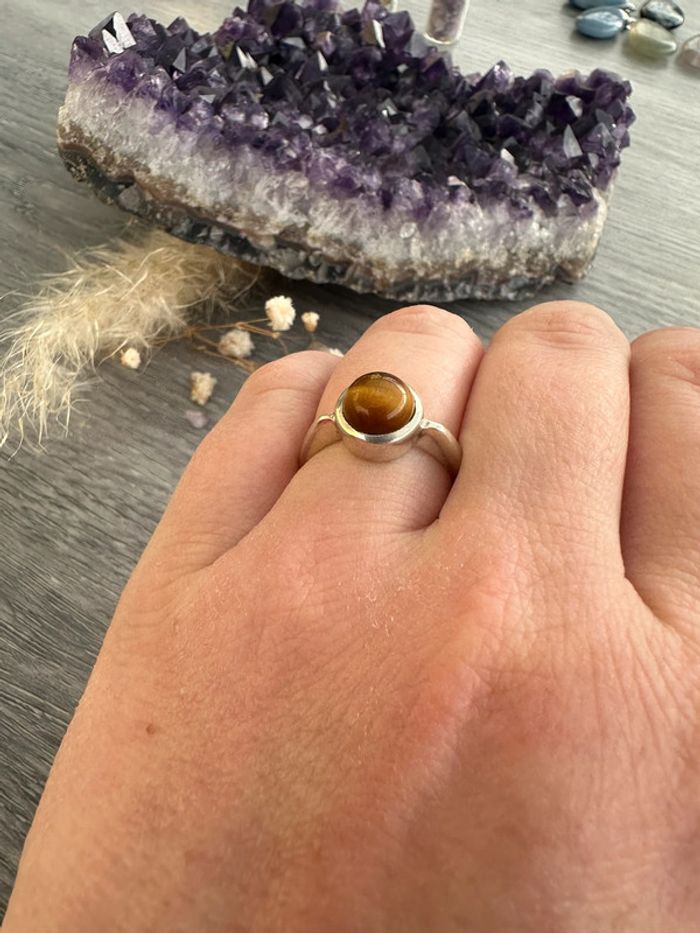 Bague en œil de tigre véritable - Pierre naturelle - photo numéro 9