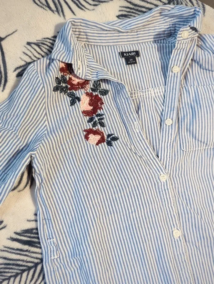 Chemise longue rayée brodée - photo numéro 2