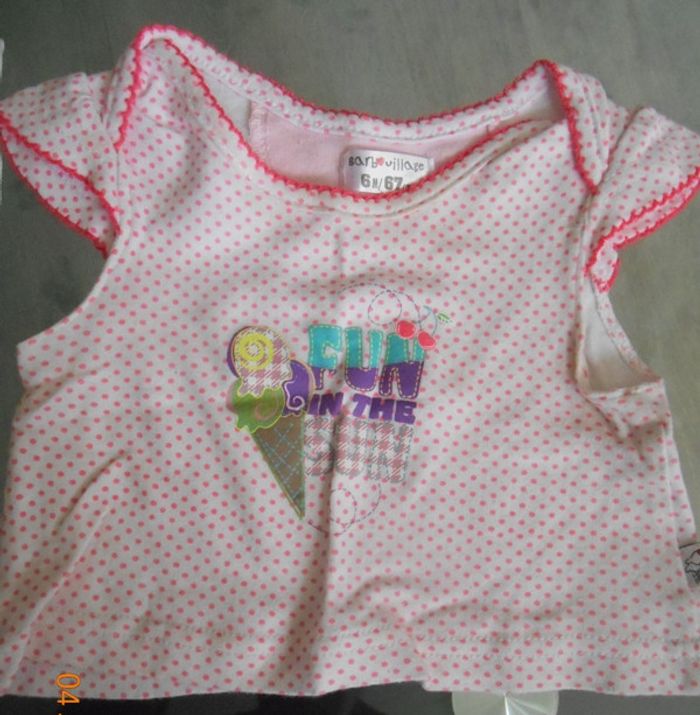 Tee-shirt fille 6 mois sans manche / Barbouillage
