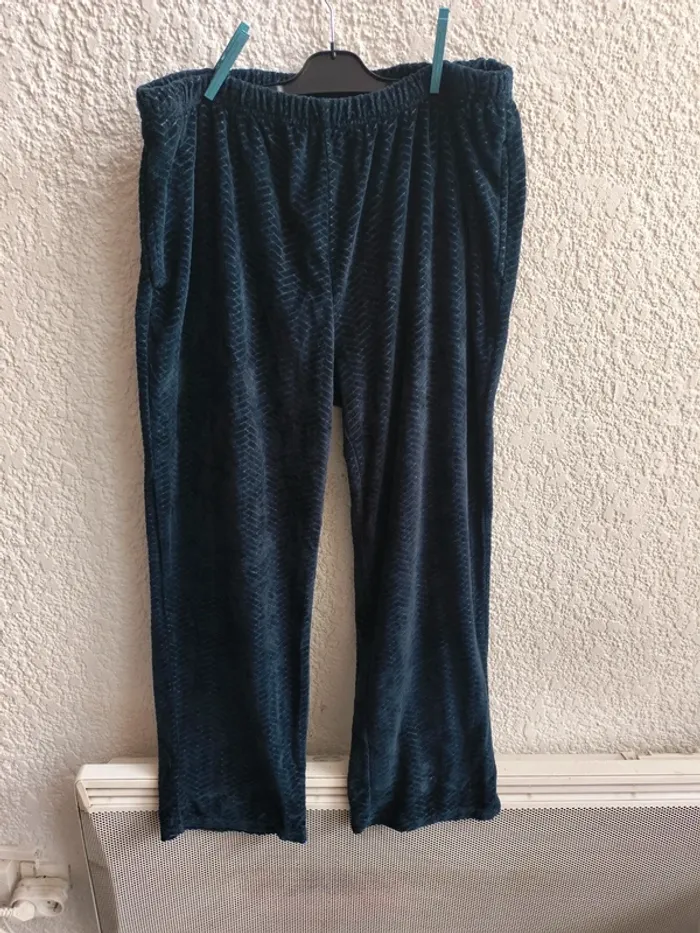 Pantalon pyjama velours bleu t 48/50 - photo numéro 3