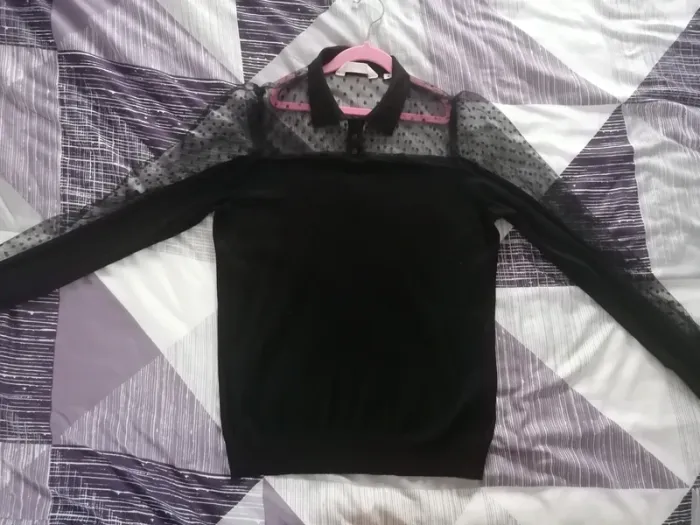 Pull dentelle à pois nafnaf taille M #Vêtements_femmes_krocaro
