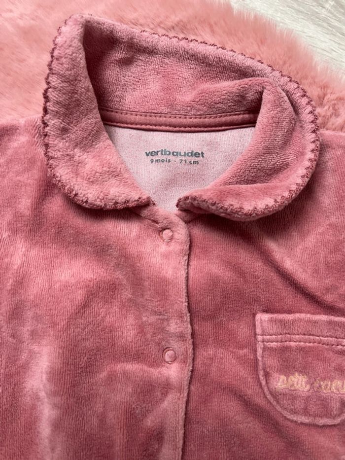 Lot 4 pyjamas 1 pièce velours bébé fille 9 mois - photo numéro 8