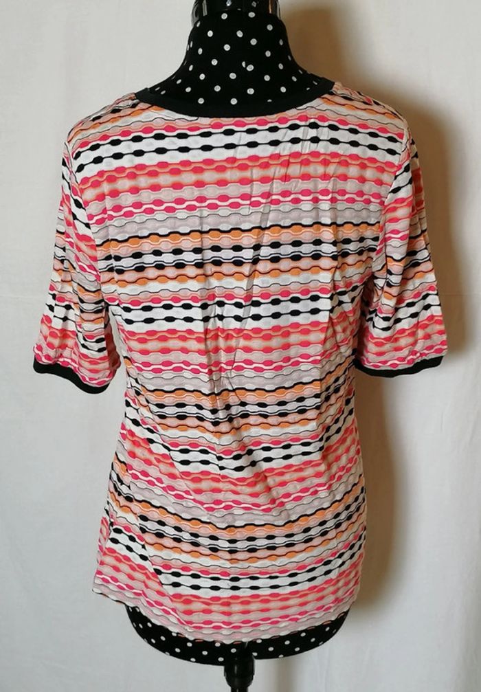 Top / tee-shirt fluide rayures strech orange blanc rose noir taille 38 Betty Barclay - photo numéro 5