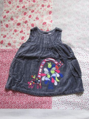 Robe velours ras sans manches grise 6 mois