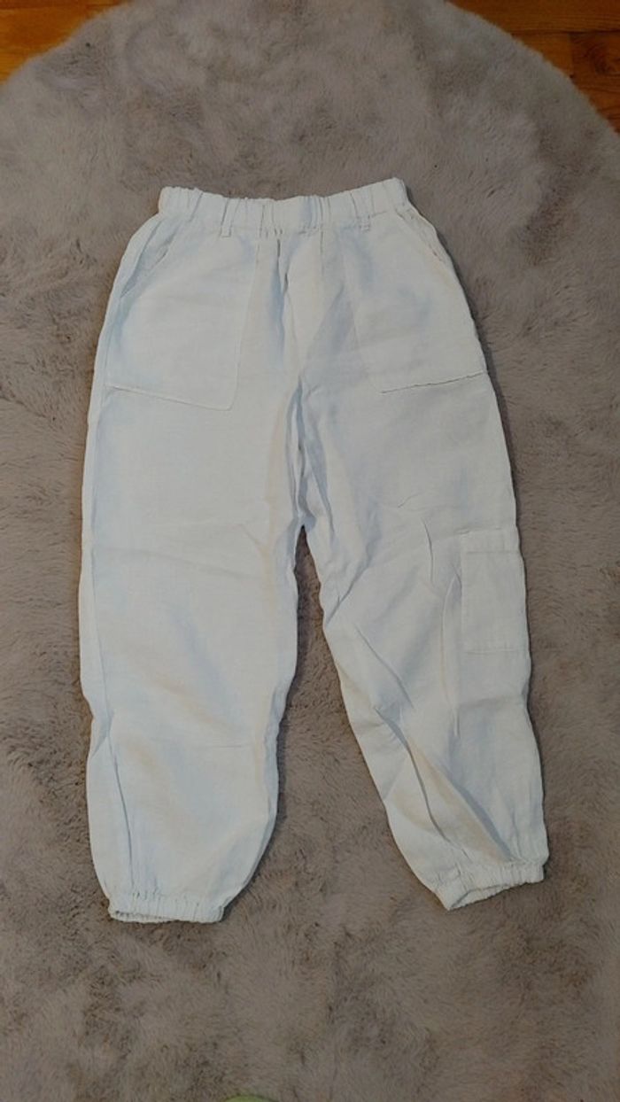 Pantalon en lin taille 11 12 ans 152 cm Zara blanc - photo numéro 2