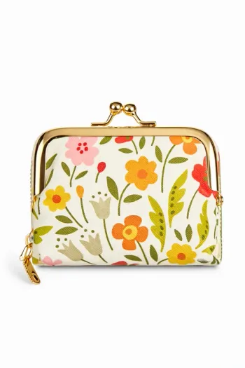 Portefeuille / Mini sac fleuri vintage – Fermoir doré – Double compartiment – Neuf Neuf sans étiquet