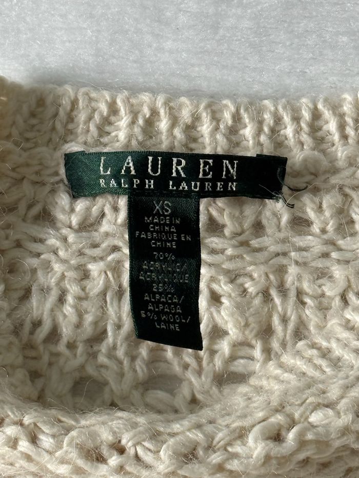 Pull sweat en maille ajouré Ralph Lauren blanc crème pour mixte taille XS - photo numéro 7