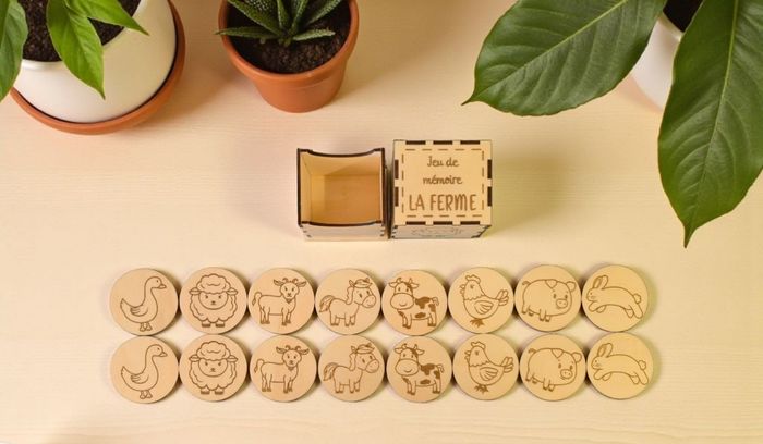 Jeu Éducatif en Bois : Mémory La Ferme - Développement de la Mémoire - photo numéro 4