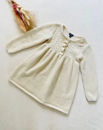 Robe pull pailletée couleur crème 4 ans - Kiabi