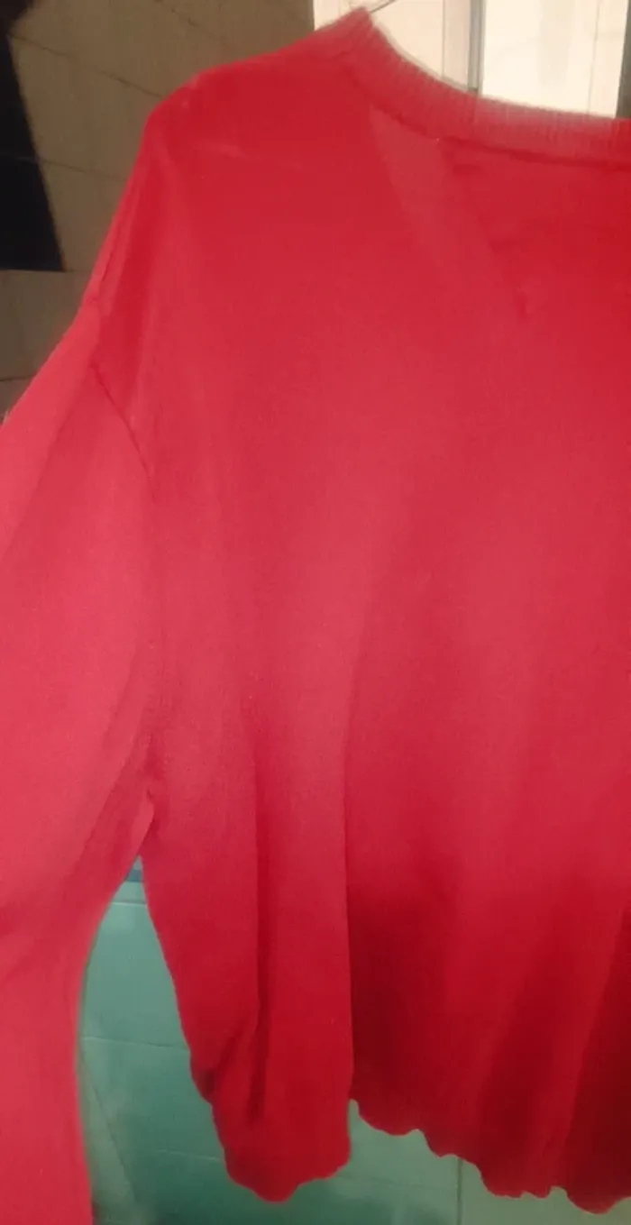 Pull-over rouge col v Tommy Hilfiger - photo numéro 6