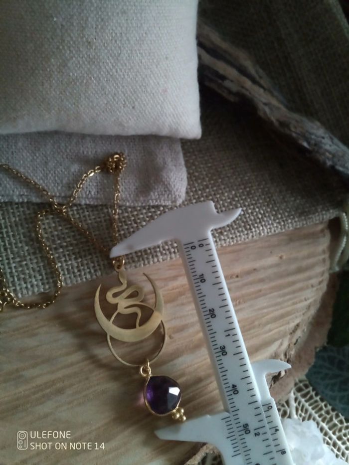 Collier serpent lune et améthyste 💜. - photo numéro 4
