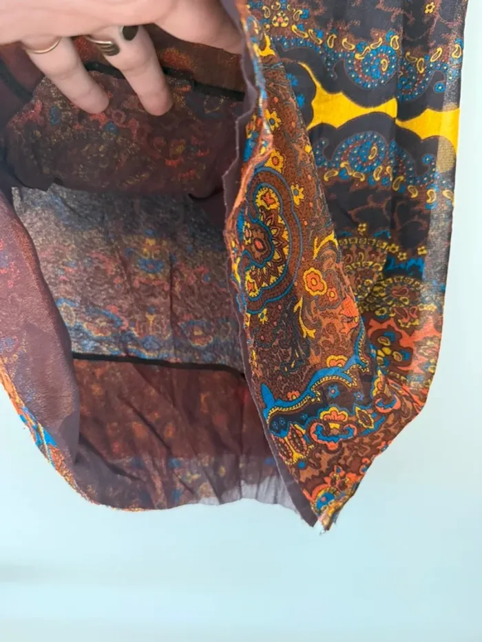Jupe vintage Kenzo jeans imprimé psychedélique / ethnique - taille m - photo numéro 2