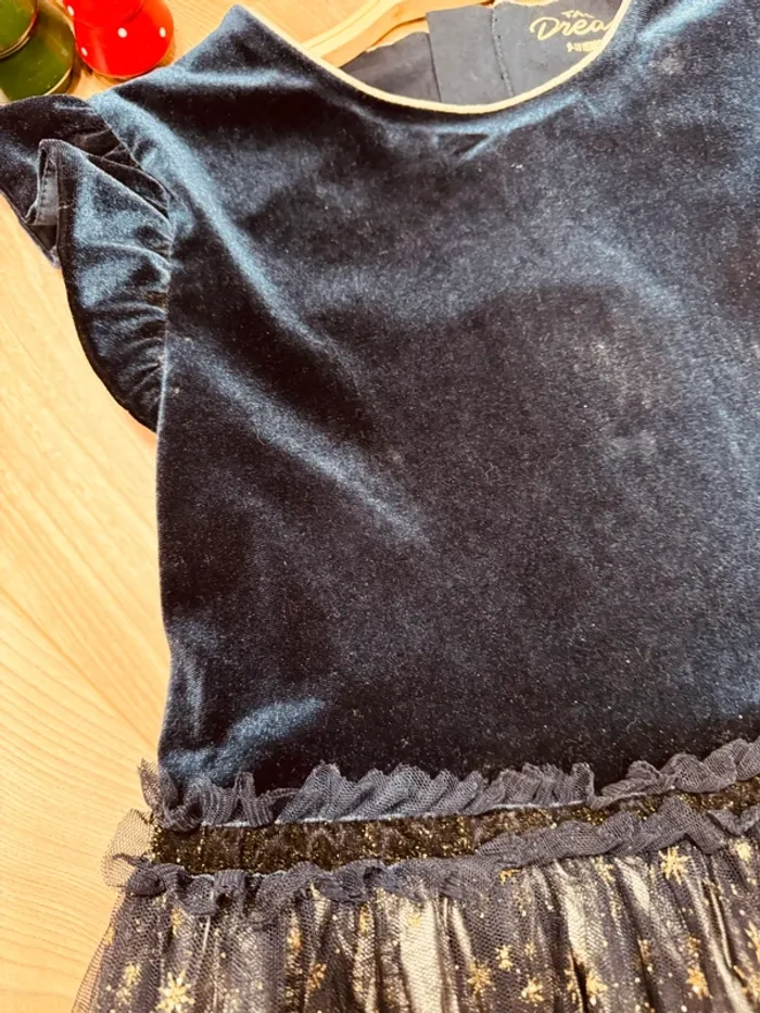 Taille 10 ans Robe longue créateur fille TAO bleu marine doré * velours tulle * 💙 - photo numéro 7