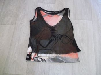 Tee shirt LA MODE EST A VOUS tons orangé gris noir taille 42 TBE