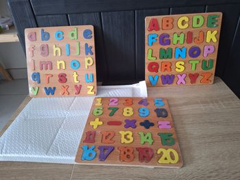 Lot 3 puzzles alphabet chiffre en bois